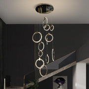 Savoy Crystal Cluster 12 Rings Staircase Chandelier