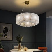 Orion Alabaster 2 tier Round Art Chandelier