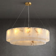 Orion Alabaster 2 tier Round Art Chandelier