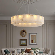 Orion Alabaster 2 tier Round Art Chandelier