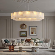 Orion Alabaster 2 tier Round Art Chandelier