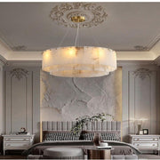 Orion Alabaster 2 tier Round Art Chandelier