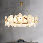 Moonlit Alabaster Modern Round Chandelier