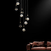 Savoy Rock Crystal Ball Ceiling Mounted Staircase Chandelier
